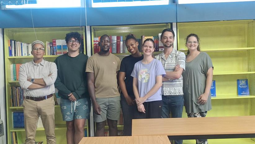 Met de studenten en Annika van der Linde aan de UNAM in Windhoek